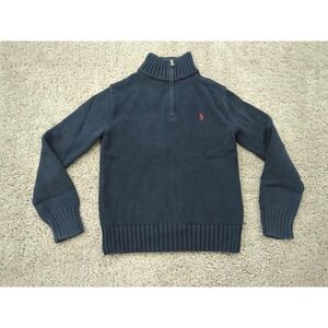 Polo Ralph Lauren‎ Sweater Boys Kids Small Blue 1/4 Zip 100% Cotton Knit